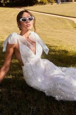 Chantilly Tied Shoulder Maxi Dress White -Trend Whisper ST3288D01WHITE 1