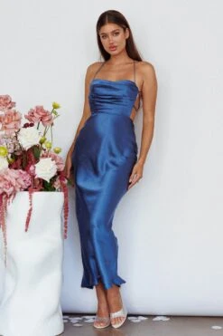 Heaven On Earth Lace-Up Back Maxi Dress Blue -Trend Whisper ST3352D01 20BLUE 2