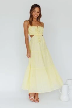 Eyona Cut-Out Waist Tie Maxi Dress Lemon -Trend Whisper ST3461B 20LEMON 2