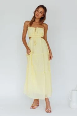 Eyona Cut-Out Waist Tie Maxi Dress Lemon -Trend Whisper ST3461B 20LEMON 5