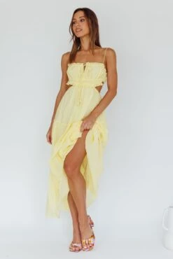 Eyona Cut-Out Waist Tie Maxi Dress Lemon -Trend Whisper ST3461B 20LEMON 7