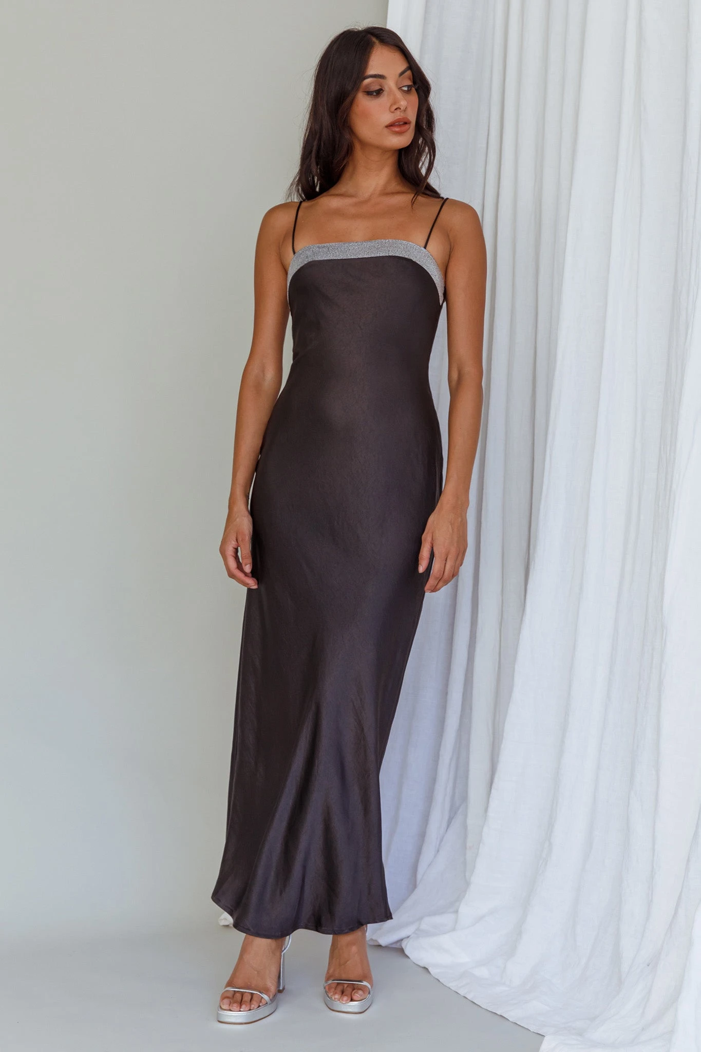 Making Headlines Diamante Neckline Maxi Dress Black 3 Making Headlines Diamante Neckline Maxi Dress Black - Image 3