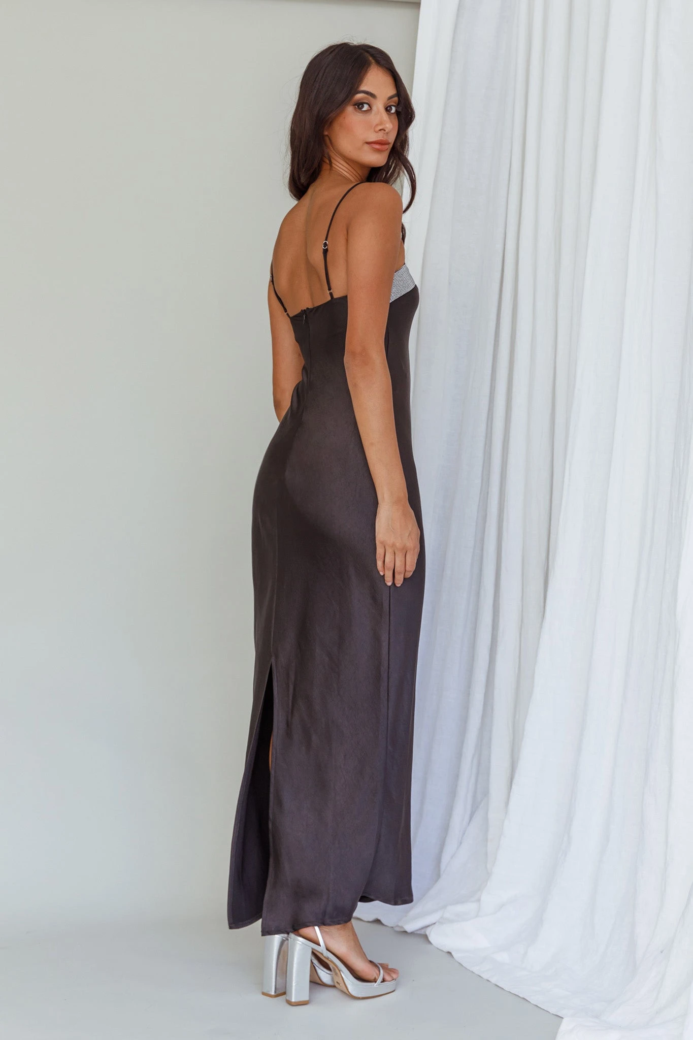Making Headlines Diamante Neckline Maxi Dress Black 2 Making Headlines Diamante Neckline Maxi Dress Black - Image 2