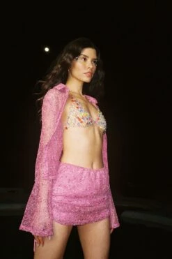 Lexi Ruched Side Mini Skirt Barbie Pink -Trend Whisper ST3820D SBARBIEPINK featured