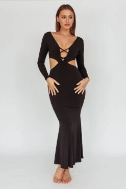 Dress Codes Cut-Out Maxi Dress Black -Trend Whisper ST3866D 20BLACK 2