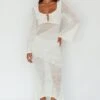 Zizi Long Sleeve Crochet Maxi Dress White