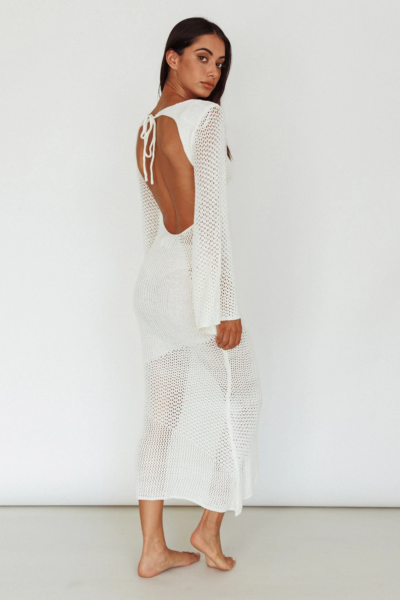 Zizi Long Sleeve Crochet Maxi Dress White 2 Zizi Long Sleeve Crochet Maxi Dress White - Image 2