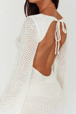 Zizi Long Sleeve Crochet Maxi Dress White 8 Zizi Long Sleeve Crochet Maxi Dress White -Trend Whisper ST3876D 20WHITE 4