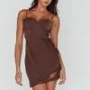 Sweet Talker Lace Trim Mini Dress Chocolate