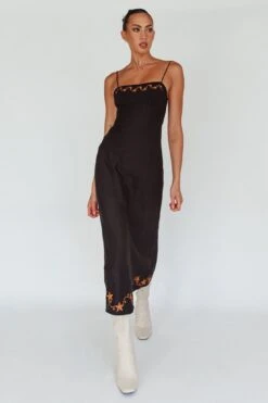 Star Garden Embroidered Midi Dress Black -Trend Whisper ST3921D 20BLACK 5