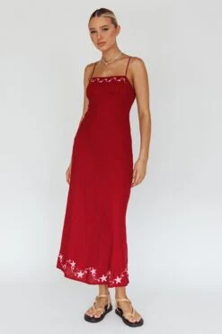 Star Garden Embroidered Midi Dress Wine -Trend Whisper ST3921D 20WINE 2