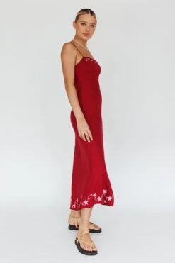 Star Garden Embroidered Midi Dress Wine -Trend Whisper ST3921D 20WINE 6