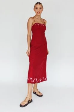 Star Garden Embroidered Midi Dress Wine -Trend Whisper ST3921D 20WINE 7
