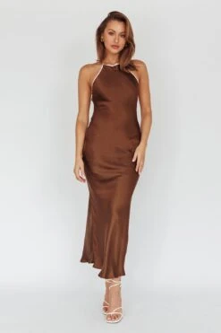 Midsomer Dawn Criss-Cross Back Maxi Dress Chocolate -Trend Whisper ST3928D 20CHOCOLATE 2