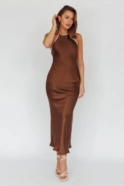 Midsomer Dawn Criss-Cross Back Maxi Dress Chocolate -Trend Whisper ST3928D 20CHOCOLATE 6