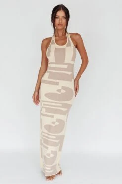 Desert Daze Halterneck Knit Dress Beige -Trend Whisper ST3941H 20BEIGE 2