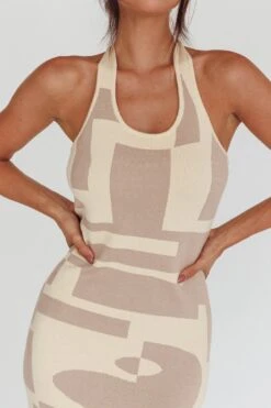 Desert Daze Halterneck Knit Dress Beige -Trend Whisper ST3941H 20BEIGE 4