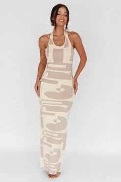 Desert Daze Halterneck Knit Dress Beige -Trend Whisper ST3941H 20BEIGE 5