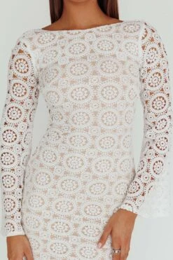 Kasia Long Sleeve Crochet Maxi Dress White -Trend Whisper ST3942D 20WHITE 4