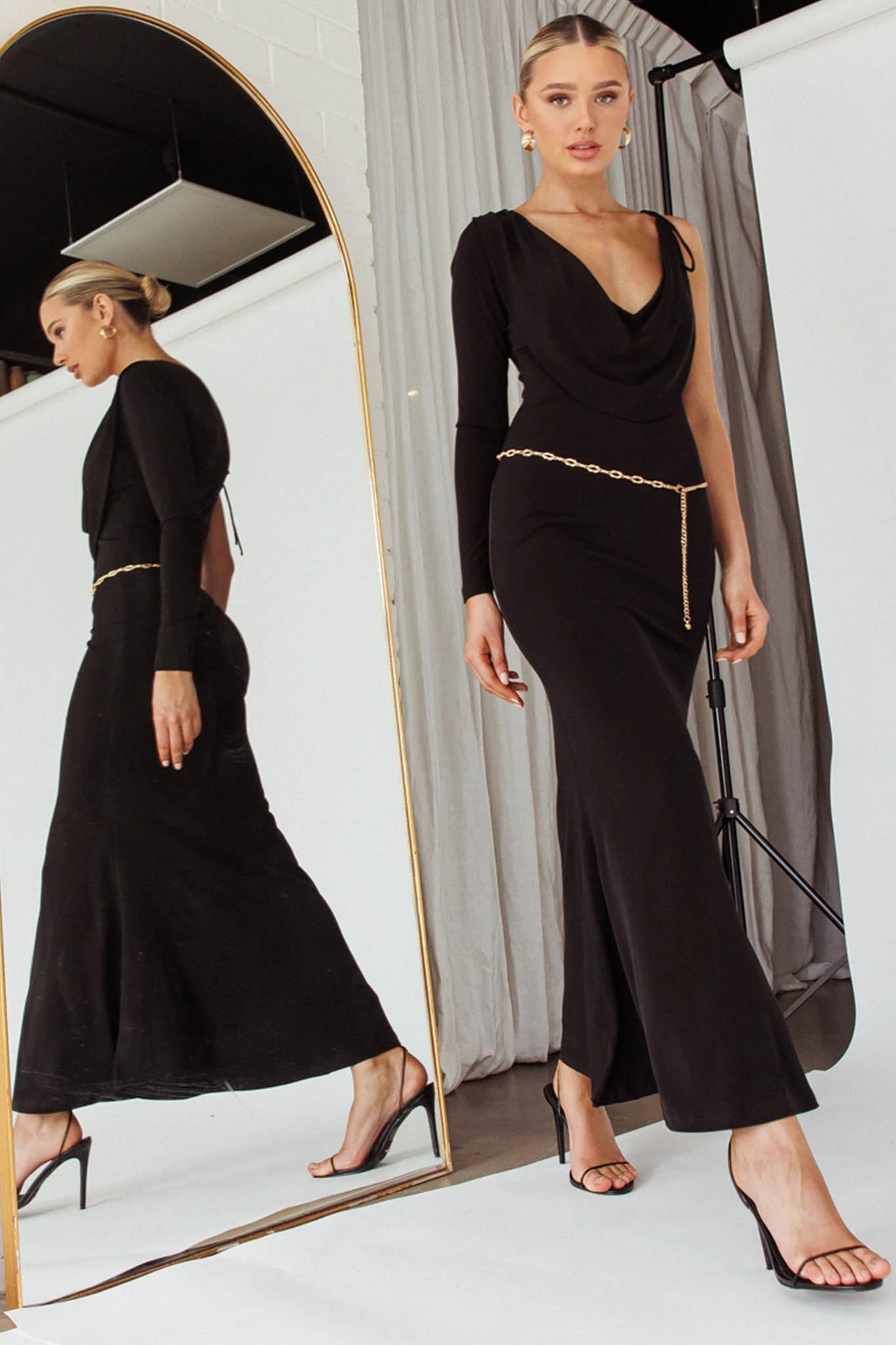 Star Walker One Sleeve Maxi Dress Black 3 Star Walker One Sleeve Maxi Dress Black - Image 3