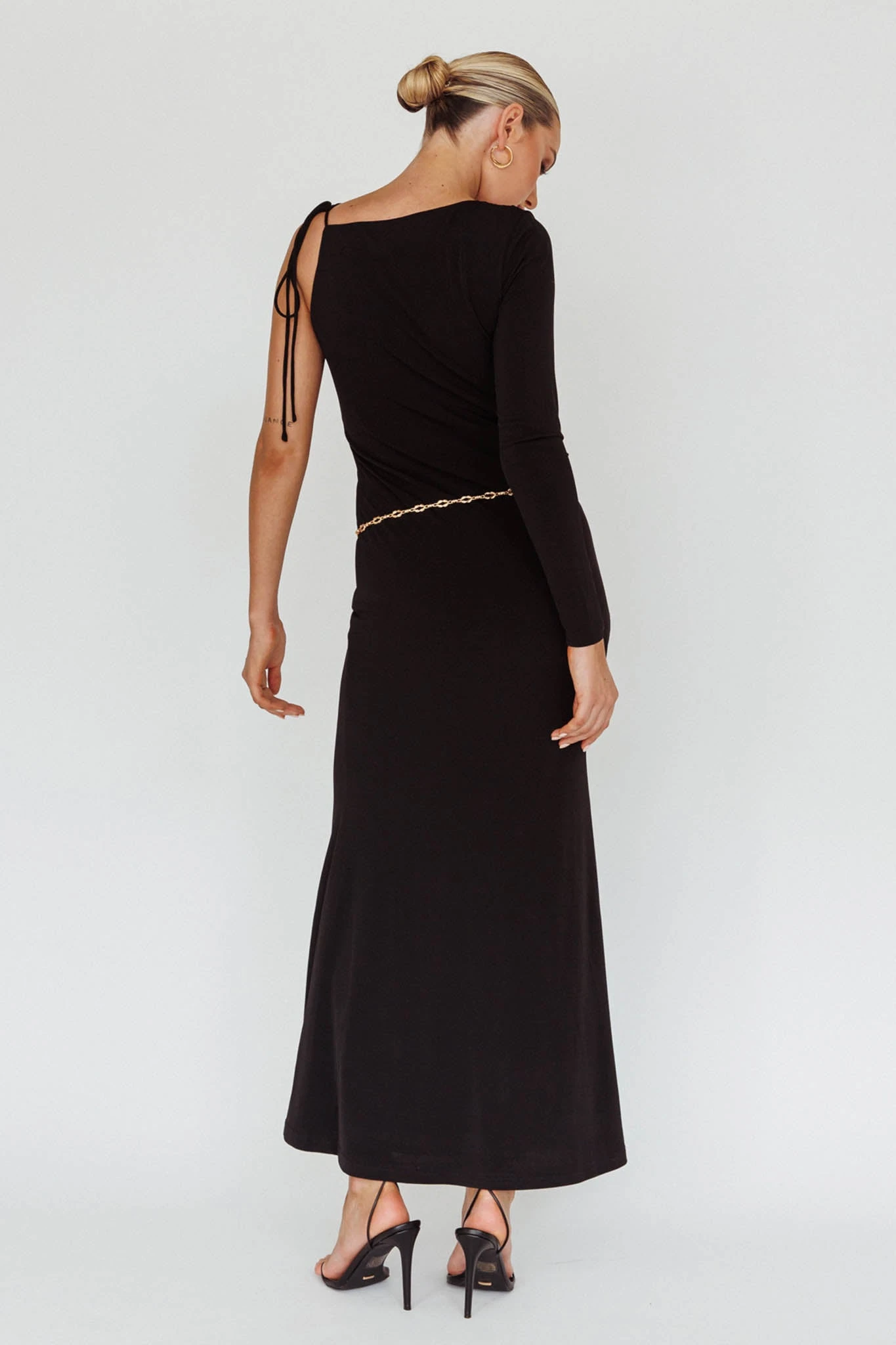 Star Walker One Sleeve Maxi Dress Black 2 Star Walker One Sleeve Maxi Dress Black - Image 2