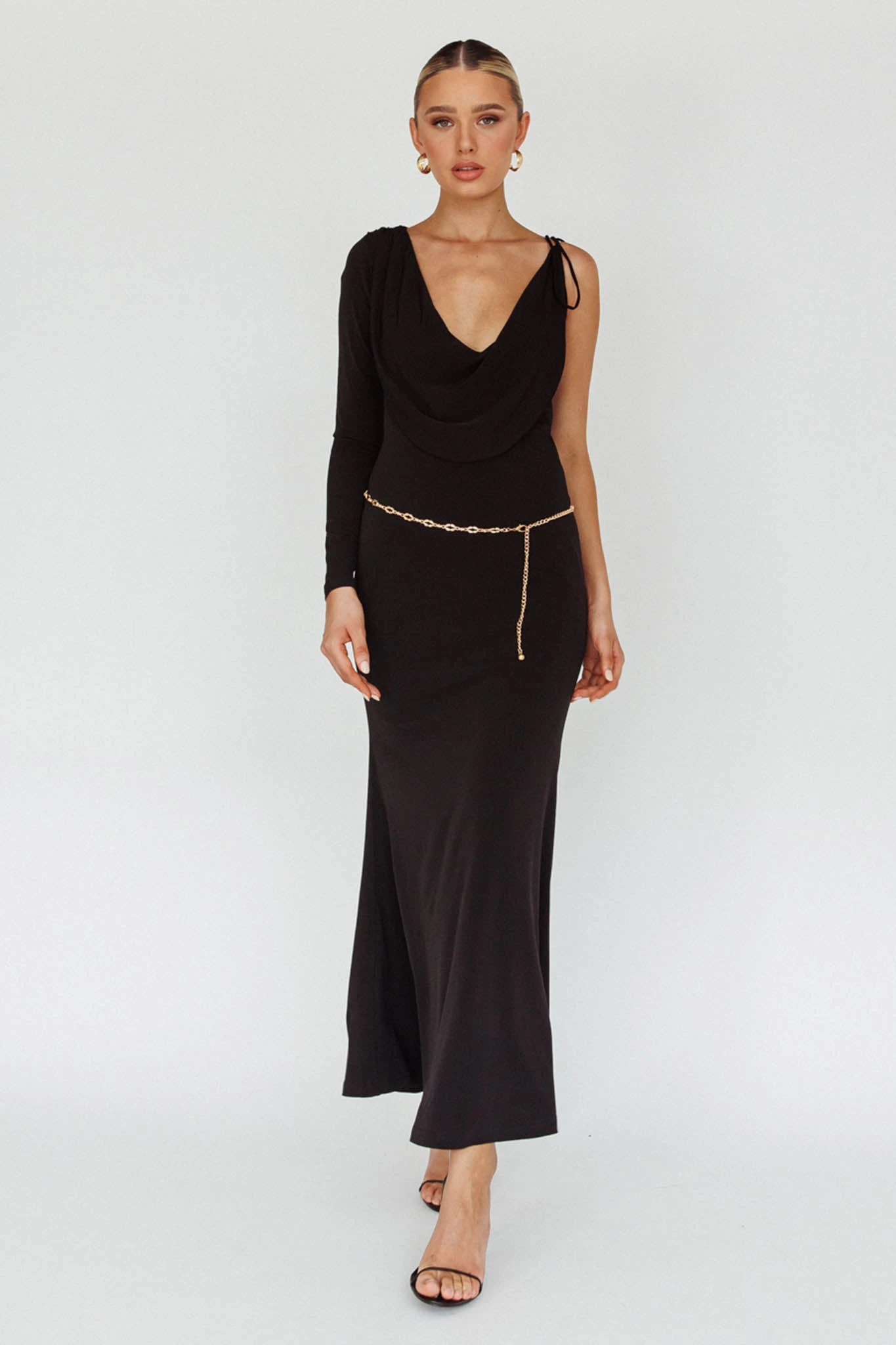 Star Walker One Sleeve Maxi Dress Black 7 Star Walker One Sleeve Maxi Dress Black - Image 7