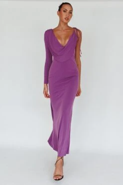Star Walker One Sleeve Maxi Dress Purple