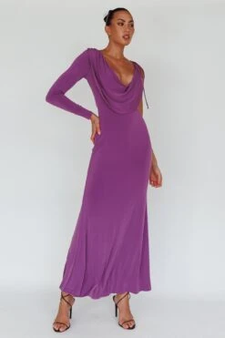 Star Walker One Sleeve Maxi Dress Purple -Trend Whisper ST3955D 20PURPLE 2