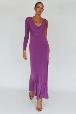 Star Walker One Sleeve Maxi Dress Purple -Trend Whisper ST3955D 20PURPLE 5