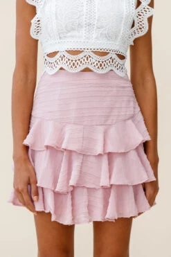 Let Them Eat Cake Triple Ruffle Skirt Blush -Trend Whisper cm0069d02 blush bottom 190910sl1414