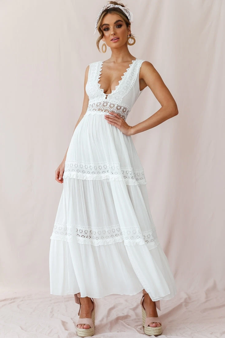 Faith Embroidered Details Maxi Dress Ivory 2 Faith Embroidered Details Maxi Dress Ivory - Image 2