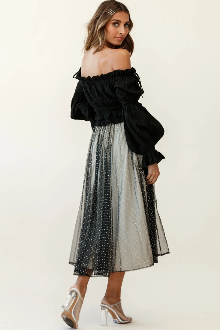 Jasmine Hail Spot Mesh Midi Skirt Black 6 Jasmine Hail Spot Mesh Midi Skirt Black - Image 6