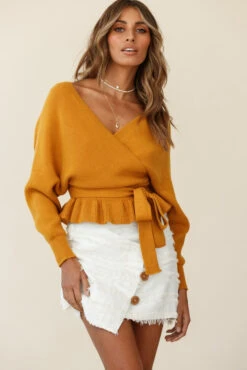 Venetian Faux Placket Frayed Wrap Mini Skirt White -Trend Whisper st1740d white 27129b mustard 190903sl0283 2
