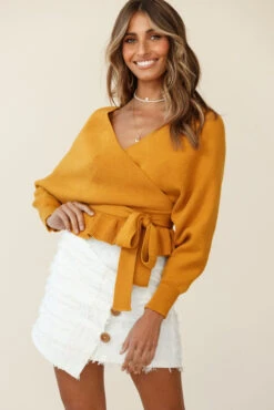 Venetian Faux Placket Frayed Wrap Mini Skirt White -Trend Whisper st1740d white 27129b mustard 190903sl0286 1