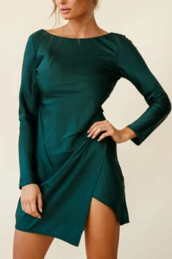 Thank Me Later Long Sleeve Open Back Dress Forest Green 10 Thank Me Later Long Sleeve Open Back Dress Forest Green -Trend Whisper st2278b forest green 190806sl17874
